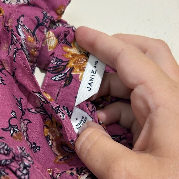Janie and Jack Pink Violet Floral Ruffle Jumpsuit SIZE 4 - Picture 3 of 4